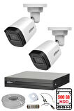 FURY DAHUA 2 Kameralı Gece Görüşlü Su Geçirmez FULL HD Güvenlik Kamerası Seti 500GB