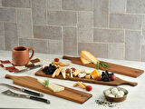 Doğal Ceviz Ahşap El Yapımı Sunum Tahtası – 3’lü Set (45x10x1.5cm)
