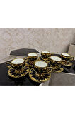 6 KİŞİİK PAPATYA DESENLİ LÜKS PORSELEN KAHVE FİNCAN