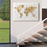 Harita Sepeti Türkçe Dünya Haritası Dekoratif Kanvas Tablo Ülke ve Başkentli 1548
