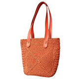 Uretti - Necla 4345 9072 El Örgüsü Kağıt İp Omuz Çantası - Turuncu