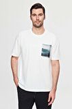 Oversize Beyaz Baskılı %100 Pamuk T-shirt 2EC14ORT05210