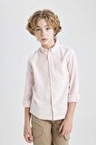 DeFacto Erkek Çocuk Polo Yaka Oxford Basic Düz Uzun Kollu Gömlek B5978A824SMPN681