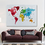 Harita Sepeti Dünya Haritası Dekoratif Kanvas Tablo Ülke ve Başkentli 1553