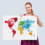 Harita Sepeti Dünya Haritası Dekoratif Kanvas Tablo Ülke ve Başkentli 1553
