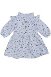 Çiçekli Mevsimlik Uzun Kol Kız Çocuk Elbise