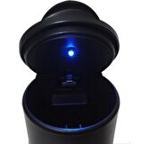 Üniversal Mavi Led Işıklı Spor Oto Küllük Kapaklı Araç İçi Küllük Araba Küllüğü Siyah