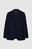 Slim Fit Lacivert Mono Yaka Tek Yırtmaçlı Astarlı Takim Elbise Yelekli 4HFY5ORT01599