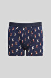 Erkek Lacivert 3'lü Pamuklu Esnek Boxer Paketi
