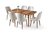 Milano Mdf Açılır Mutfak Masa 6 lı Sandalyeli Takım 75*130cm