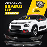 Citroen C3 2016 - 2021 Uyumlu Brabus Ön Lip 3 Parça Kanatlı Lip