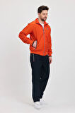 Erkek Turuncu Paraşüt Kumaş Dik Yaka Fermuarlı Eşofman Takımı - 4045