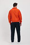 Erkek Turuncu Paraşüt Kumaş Dik Yaka Fermuarlı Eşofman Takımı - 4045
