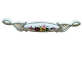 Miray 128 mm Metal beyaz Kasa Beyaz SARI GÜL Desenli  / 5 ADET