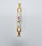 ZÜMRE 128 mm Metal GOLD  Kasa Beyaz  GÜL Desenli  / 5 ADET