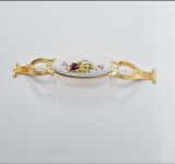 ZÜMRE 128 mm Metal GOLD  Kasa Beyaz  SARI ÇİÇEK Desenli  / 5 ADET