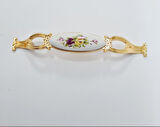 ZÜMRE 128 mm Metal GOLD  Kasa Beyaz  SARI ÇİÇEK Desenli  / 5 ADET