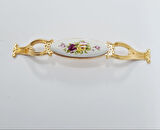 ZÜMRE 128 mm Metal GOLD  Kasa Beyaz  SARI ÇİÇEK Desenli  / 5 ADET