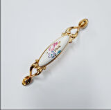 MİRAY 96 mm Metal Gold  porselen çiçek desenli / 5 ADET