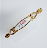 MİRAY 96 mm Metal Gold  porselen çiçek desenli / 5 ADET
