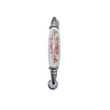 BEYAZ PORSELEN DESENLİ KULP KROM AYAK 96 MM / 5 ADET