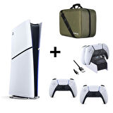 Playstation 5 Dijital Slim + 2 Dualsense + Yeşil Playstation Çantası + Şarj İstasyonu