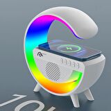  Çok Fonksiyonlu Kablosuz Hızlı Şarj Özellikli Bluetooth Hoparlör Masa Lambası/Rgb, Çalar Saatli Ses Bombası, AGGIY