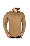Polo Yaka 2 Cepli Uzun Kollu Taktik T-Shirt Bej