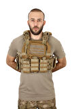 Tan Renk Hücum Yeleği Cordura Kumaş 4 Kilit (Hızlı Serbest Bırakma Sistemli)