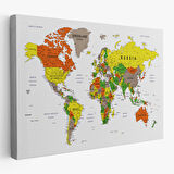 Harita Sepeti Dünya Haritası Dekoratif Kanvas Tablo Son Derece Detaylı ve Eğitici 1570