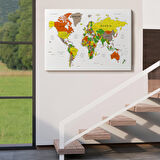 Harita Sepeti Dünya Haritası Dekoratif Kanvas Tablo Son Derece Detaylı ve Eğitici 1570