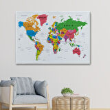 Harita Sepeti Dünya Haritası Dekoratif Kanvas Tablo Son Derece Detaylı ve Eğitici 1572