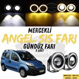 Citroen Nemo 2008-2022 Uyumlu Üniversal Mercekli Angel Sis Farı Metal Su Geçirmez 76 mm Sarı Halkalı Gündüz Farı Angel Eyes 2 Adet