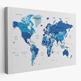 Harita Sepeti Dünya Haritası Dekoratif Kanvas Tablo Son Derece Detaylı ve Eğitici 1573
