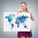 Harita Sepeti Dünya Haritası Dekoratif Kanvas Tablo Son Derece Detaylı ve Eğitici 1573