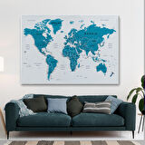 Harita Sepeti Dünya Haritası Dekoratif Kanvas Tablo Son Derece Detaylı ve Eğitici 1574