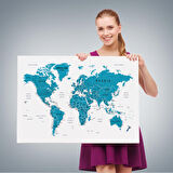 Harita Sepeti Dünya Haritası Dekoratif Kanvas Tablo Son Derece Detaylı ve Eğitici 1574