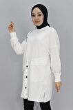 Puane Fermuar ve Cep Detaylı İki İplik Sweatshirt