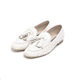 Hakiki Deri Püsküllü Bantlı Kadın Babet