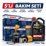 BOSCH Volkswagen Caddy 2.0 Dizel Motul X-Clean 5W-30 Motor Yağı Filtre Seti (2015-2020) 5 Li