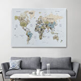 Harita Sepeti Dünya Haritası Dekoratif Kanvas Tablo Son Derece Detaylı ve Eğitici 1584