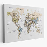 Harita Sepeti Dünya Haritası Dekoratif Kanvas Tablo Son Derece Detaylı ve Eğitici 1584