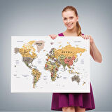 Harita Sepeti Dünya Haritası Dekoratif Kanvas Tablo Son Derece Detaylı ve Eğitici 1585
