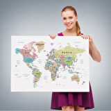 Harita Sepeti Dünya Haritası Dekoratif Kanvas Tablo Son Derece Detaylı ve Eğitici 1587