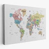 Harita Sepeti Dünya Haritası Dekoratif Kanvas Tablo Son Derece Detaylı ve Eğitici 1587