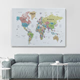 Harita Sepeti Dünya Haritası Dekoratif Kanvas Tablo Son Derece Detaylı ve Eğitici 1587