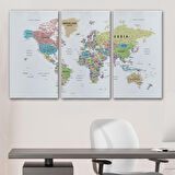 Harita Sepeti Dünya Haritası Dekoratif Kanvas Tablo Son Derece Detaylı ve Eğitici 1587