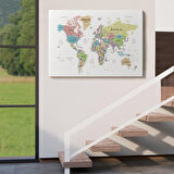 Harita Sepeti Dünya Haritası Dekoratif Kanvas Tablo Son Derece Detaylı ve Eğitici 1587