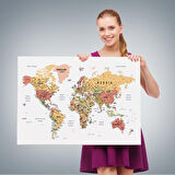 Harita Sepeti Dünya Haritası Dekoratif Kanvas Tablo Son Derece Detaylı ve Eğitici 1588