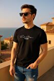 Erkek  Slim Fit Enjeksiyon Baskılı Pamuklu T-Shirt